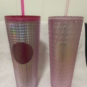 Starbucks Iridescent and Light Pink Tumblers